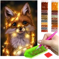 Zabawki kreatywne - Haft Diamentowy Artulio, Obraz Diy 5D, Diamond Painting, Mozaika Diamentowa 40X60cm (Lisek Z Lampkami) + Zestaw Akcesoriów - miniaturka - grafika 1
