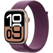 Telefony OUTLET - Apple Watch 10 GPS 46mm koperta z aluminium (różowe złoto) + opaska sportowa S/M (dojrzała śliwka) (CPO) - miniaturka - grafika 1