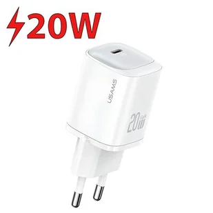USAMS Ład. siec. CC248 20W GaN USB-C Fast Charging HC Series biały/white CC248TC02 - Ładowarki do telefonów - miniaturka - grafika 1