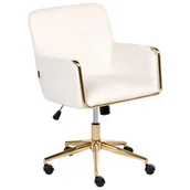Fotele i krzesła biurowe - Beliani Krzesło obrotowe ALTONA Welur Złamana biel - miniaturka - grafika 1