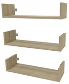 Półki do salonu - Półka wisząca ścienna zestaw 3 sztuk do salonu na książki 3x60cm dąb sonoma - miniaturka - grafika 1
