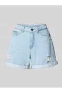 Spodnie sportowe damskie - Szorty jeansowe z przetarciami model SMILEY - Noisy May - miniaturka - grafika 1
