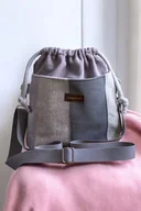 Torebki damskie - Jasnoszara listonoszka z kominem patchwork - miniaturka - grafika 1