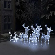 Oświetlenie świąteczne - vidaXL Świąteczna dekoracja renifery z saniami, 400 diod LED, akryl - miniaturka - grafika 1