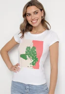 Koszulki i topy damskie - Biały Bawełniany T-shirt z Ozdobnym Nadrukiem Setonisea - miniaturka - grafika 1