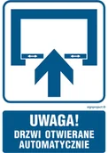 Systemy ekspozycyjne i znaki informacyjne - RB013 UWAGA! DRZWI OTWIERANE AUTOMATYCZNIE, PN - PŁYTA PCV 1MM; (100X150MM) - miniaturka - grafika 1