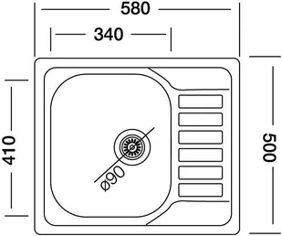 Zlew KERNAU KSS G 455 1B1D stal LEN - Zlewozmywaki - miniaturka - grafika 2