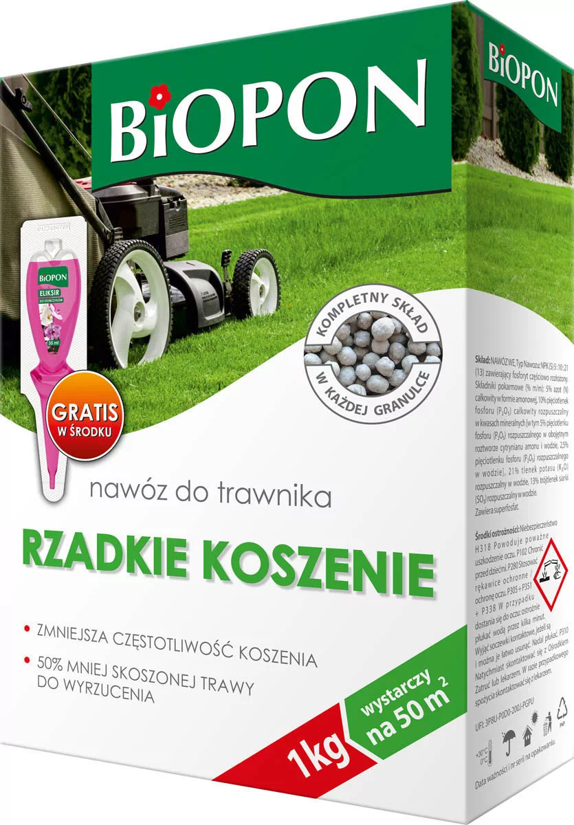 Biopon Nawóz do trawnika rzadkie koszenie, karton 1kg, marki