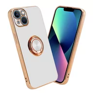 Etui i futerały do telefonów - Pokrowiec Do Apple iPhone 13 Etui w Glossy Biały - Złoto magnetycznym Obudowa Case Cover Ochronny Cadorabo - miniaturka - grafika 1