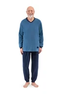 Piżamy damskie - PIŻAMA MĘSKA L CIEPŁA DŁUGI RĘKAW DŁUGIE SPODNIE FROTTE DLA TATY DZIADKA NIEBIESKA - miniaturka - grafika 1