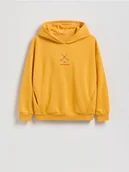 Kurtki i płaszcze dla chłopców - Reserved - Bawełniana bluza z kapturem - kremowy - miniaturka - grafika 1