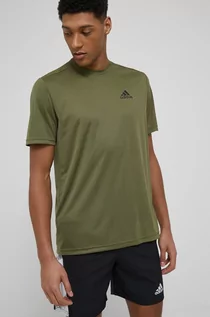 Koszulki męskie - Adidas t-shirt treningowy kolor zielony gładki - - grafika 1