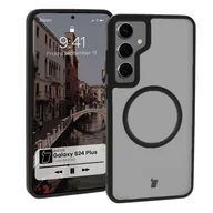 Etui i futerały do telefonów - Bizon Etui z pierścieniem magnetycznym Case MatteO do Samsung Galaxy S24 Plus, półprzezroczyste z czarną ramką - miniaturka - grafika 1