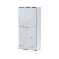 Szafki BHP - Alfa 3 Szafka ubraniowa 6-drzwiowa na cokole, drzwi szare, zamek obrotowy 1261713 - miniaturka - grafika 1