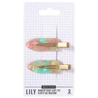 Ozdoby do włosów - Sister Young Lily Makeup Hair Clips Set klipsy do włosów Pink Green 2 szt. - miniaturka - grafika 1