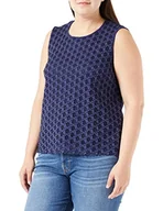 Bluzki damskie - Gerry Weber Damska bluzka bez rękawów z koronką, bez rękawów, bez rękawów, jednokolorowa, niebieski (Blueberry), 40 - miniaturka - grafika 1