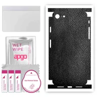 Szkła hartowane na telefon - Folia naklejka skórka strukturalna na TYŁ+BOKI do Apple iPhone 7 -  Skóra Czarna - apgo SKINS - miniaturka - grafika 1
