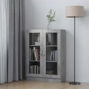 VidaXL Witryna, szarość betonu, 82,5 x 30,5 x 115 cm, płyta wiórowa 802754 VidaXL - Witryny - miniaturka - grafika 1