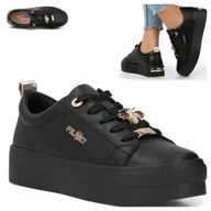 Półbuty damskie - SKÓRZANE Sneakersy Damskie FILIPPO Modne Czarne Eleganckie Półbuty 36 - miniaturka - grafika 1
