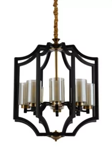 Lumina Deco Deco LAMPA WISZĄCA LOFT CZARNO-MOSIĘŻNA VIGATTO W8 LDP 1224-8 (BK+MD) - Lampy sufitowe - miniaturka - grafika 1