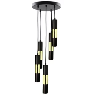 KET LAMPA wisząca KET1258 metalowa OPRAWA tuby zwis czarny złoty KET1258 - Lampy sufitowe - miniaturka - grafika 1