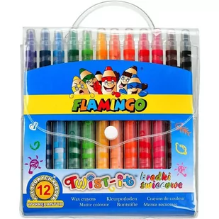 Titanum Kredki świecowe Flamingo Twist-it 12 kolorów - Przybory szkolne - miniaturka - grafika 1
