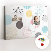 Tablice i flipcharty - Szkolna Tablica korkowa 60x40 cm, Kolorowe Pinezki, wzór Geometryczny wzór - miniaturka - grafika 1