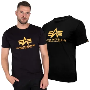 Koszulka Alpha Industries Basic Neon Print 100501NP 477 - Czarna - Odzież taktyczna i umundurowanie - miniaturka - grafika 1