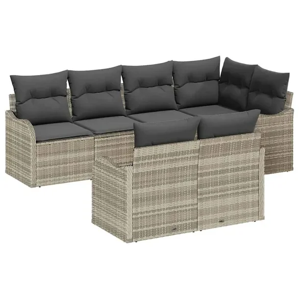 Modularny zestaw sof ogrodowych, 5-częściowy, jasnoszary, rattan