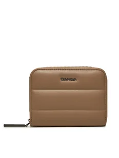 Calvin Klein Mały Portfel Damski Line Quilt Medium Zip Around K60K612201 Brązowy - Portfele - miniaturka - grafika 1