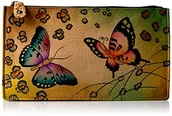 Portfele - Anna by Anuschka Portfel damski z prawdziwej skóry, na maksymalnie 7 kart, ręcznie malowany, oryginalne dzieło sztuki, Anb-animal motyl, jeden rozmiar - miniaturka - grafika 1