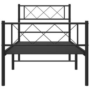 Metalowa rama łóżka z wezgłowiem i zanóżkiem, czarna, 107x203cm Lumarko! - Inne meble do sypialni - miniaturka - grafika 5