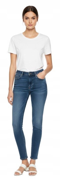 Guess Dżinsy Rurki Wysoki Stan Przetarcia Niebieskie Bawełna 28/29 Gma