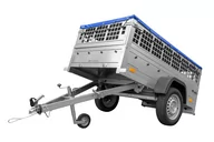 Przyczepy - UNITRAILER PRZYCZEPA GARDEN TRAILER 200 KIPP Z KOŁEM PODPOROWYM, BURTAMI SIATKOWYMI I PLANDEKĄ PŁASKĄ NIEBIESKĄ UT004540 - miniaturka - grafika 1