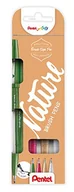 Długopisy - Pentel SES15N-4 Brush Sign Pen Nature Colors Set, długopis z włókien, końcówka przypominająca pędzel, 4 sztuki, posortowane kolorystycznie, oliwkowo-zielony, jasnobrązowy, jasnoszary, burgundowy - miniaturka - grafika 1