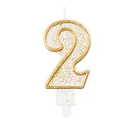 Urodziny dla dorosłych - GO Świeczka cyferka ze złotą obwódką i brokatem - 2 - 1 szt. PF-SCZK2 - miniaturka - grafika 1