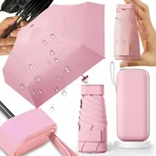 Parasole - MINI SKŁADANY PARASOL MANUALNY KIESZONKOWY KOMPAKTOWY ETUI RÓŻOWY - miniaturka - grafika 1