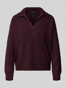 Sweter z dzianiny o kroju regular fit z kołnierzykiem koszulowym model ‘LEFILE’ - Swetry damskie - miniaturka - grafika 1