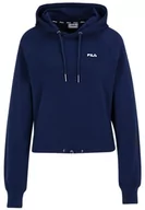 Bluzy damskie - FILA Damska bluza z kapturem BAALBERGE Cropped Hoody, Medieval Blue, XL, Medieval Blue, XL - miniaturka - grafika 1