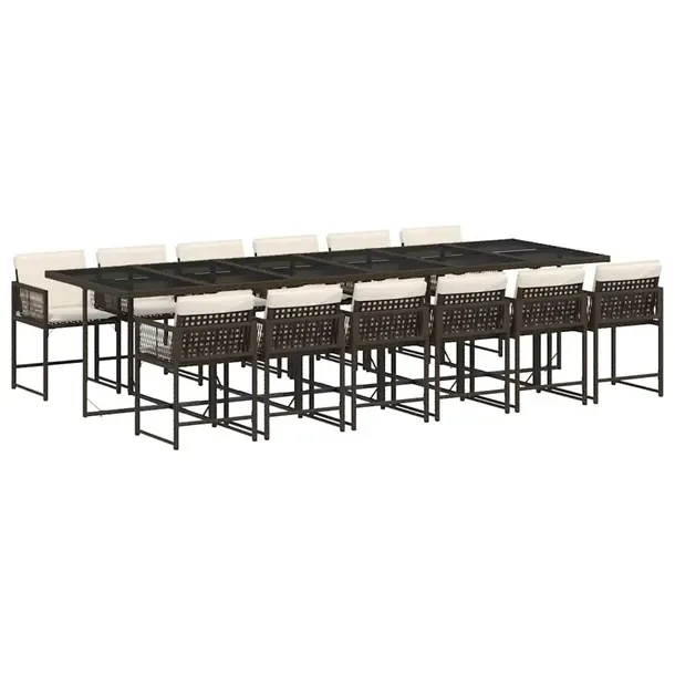 Zestaw Mebli Ogrodowych z Rattanu PE, Stół 330x106x73 cm, Krzesła 50,5x5