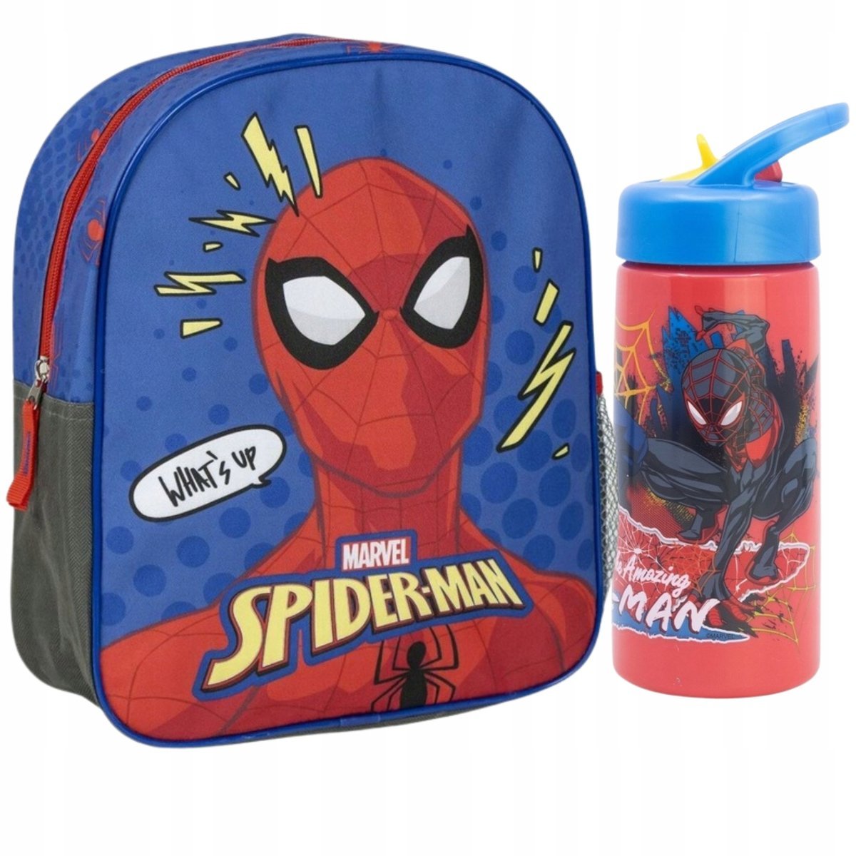 BIDON 410 ml + PLECAK PRZEDSZKOLNY DZIECIĘCY JEDNOKOMOROWY SPIDERMAN 29CM
