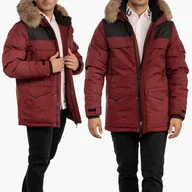 Kurtki męskie - Kurtka Męska Puchowa Ocieplana Parka Czerwona 8-K-2024 XL Czerwony - miniaturka - grafika 1