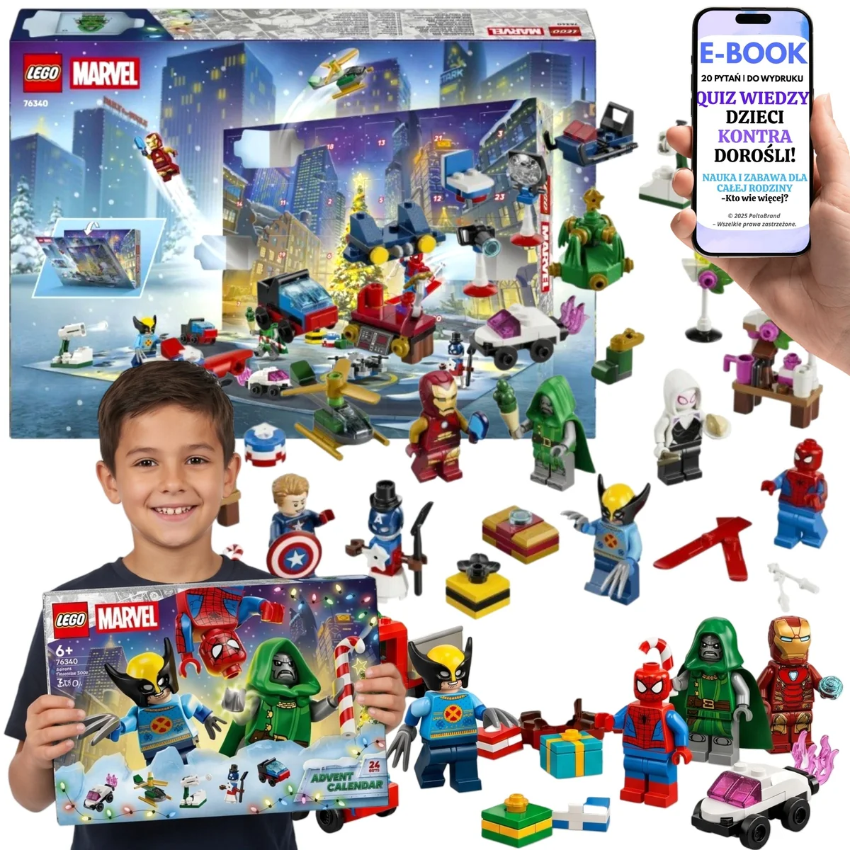 LEGO 2026 KALENDARZ ADWENTOWY Super Heroes DLA Wnuczka Syna Chłopca Na Adwent Święta 76340