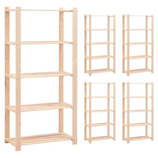 Regały z 5 półkami, 5 szt., 80x38x170 cm, sosna, 250 kg - Szafy i regały magazynowe - miniaturka - grafika 1