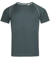 Koszulki męskie - Koszulka T-shirt, Ciemny Szary, Sportowa, ACTIVE-DRY Poliester, Raglanowe Rękawy, Grafitowy - Stedman - miniaturka - grafika 1