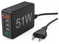Ładowarki do telefonów - Hama 51W 5-gniazd 1xPD USB-C 1xQC30 3xUSB-A czarna - miniaturka - grafika 1