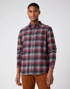 Męska Koszula Materiałowa Wrangler Ls 1Pkt Shirt Tawny Port W5A13Bx7O-S - Koszule męskie - miniaturka - grafika 1