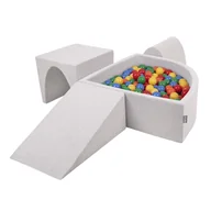 Zabawki do kąpieli - Kiddymoon Piankowy Plac Zabaw Ppzp-Tr30D-124 Z Piłeczkami Jasnoszary: Żółty-Zielony-Niebieski-Czerwony-Pomarańcz Basen 200/Klin L/Górka/Tunel Zabawk.. - miniaturka - grafika 1