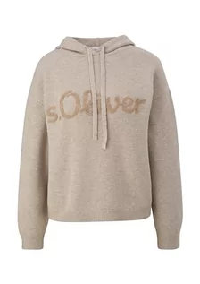 Swetry damskie - s.Oliver Sales GmbH & Co. KG/s.Oliver Damski sweter z kapturem i nadrukiem logo, brązowy, 46 - grafika 1