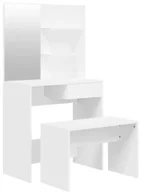 Toaletki - Biała wąska toaletka z lustrem i stołkiem C9-D99 - miniaturka - grafika 1